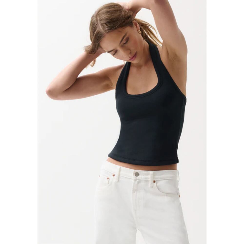 NWT Pistola Nattie Modal Halter Tank Top Lightweight 90s Y2K Soft Black Small